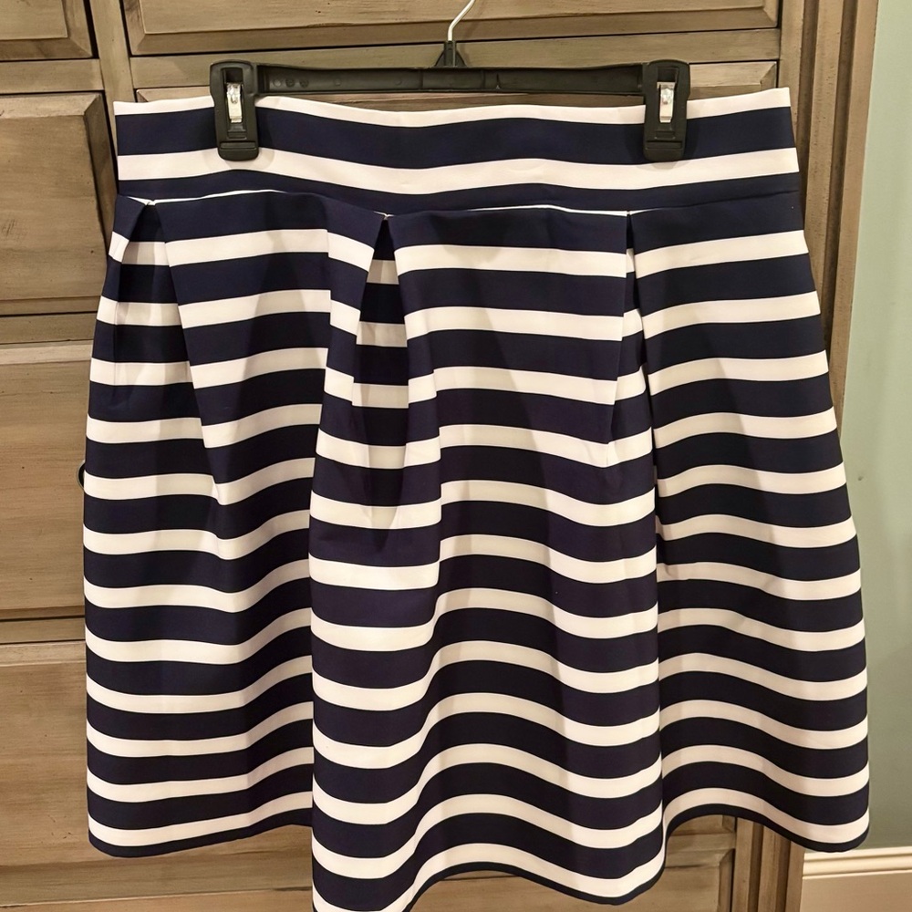 Navy and White Striped Skirt